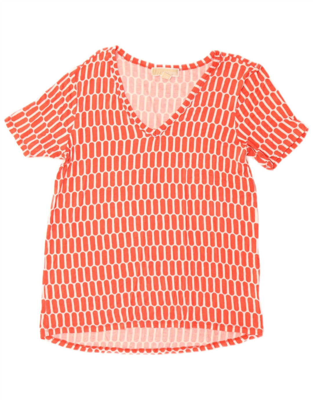 MICHAEL KORS T-Shirt Femme Top UK 10 Petit Rouge Géométrique Synthétique