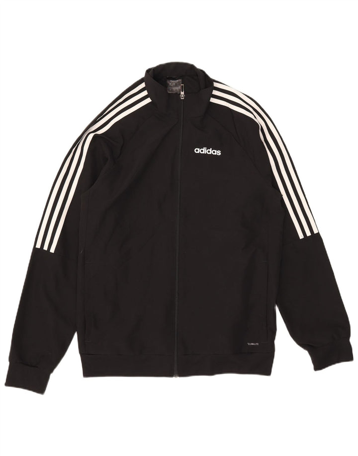 Adidas Hommes Climalite Survêtement Top Veste Petit Noir Polyester