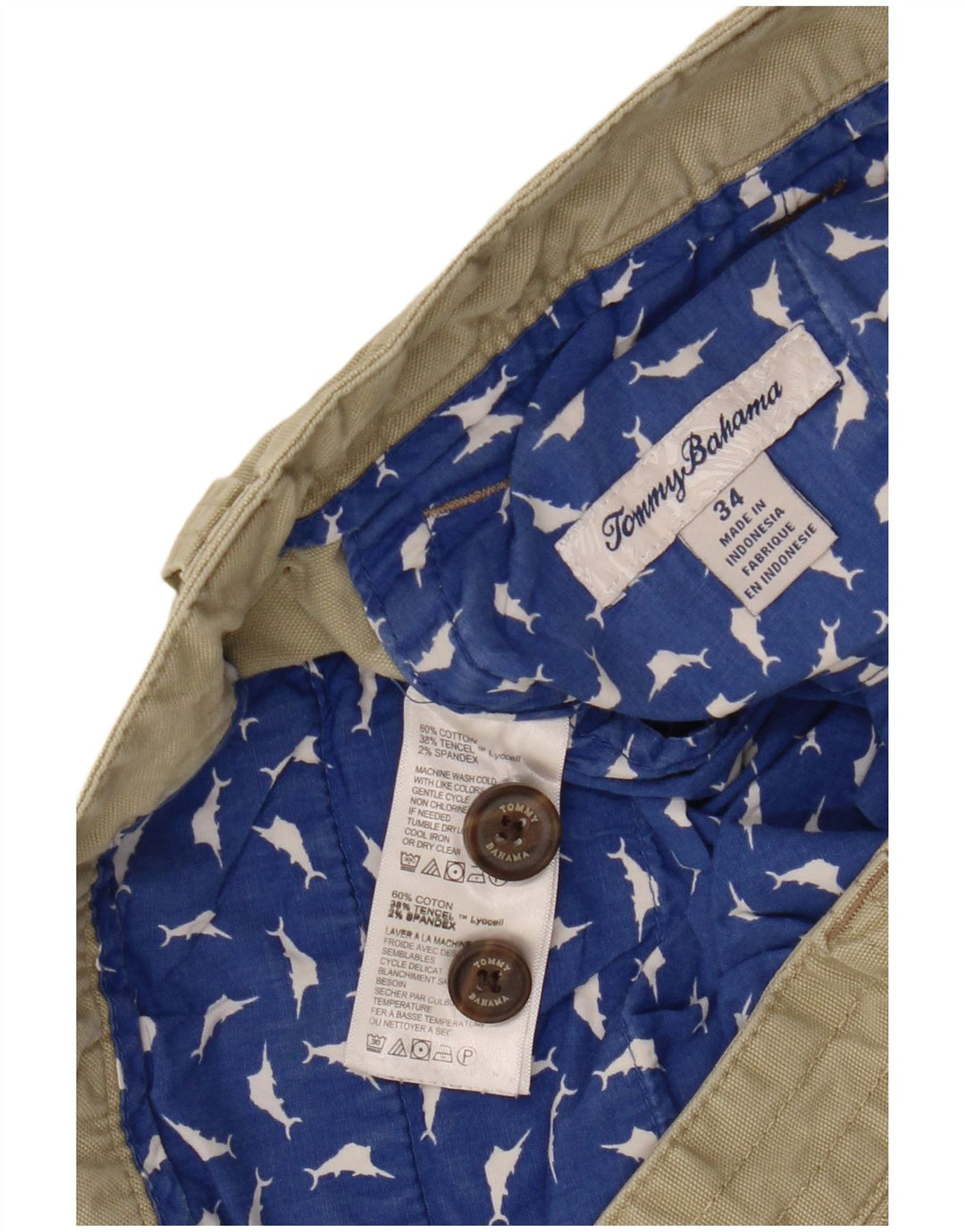 TOMMY BAHAMA Short Cargo Homme W34 Grand Kaki Coton
