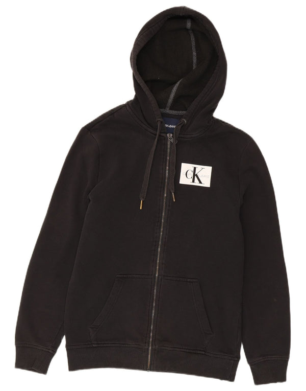 Calvin Klein Jeans Pull à capuche zippé pour homme Petit coton noir