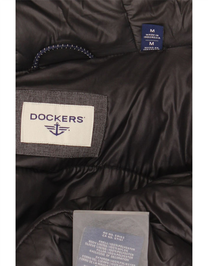 Dockers Manteau rembourré à capuche pour homme UK 38 Gris moyen Polyester