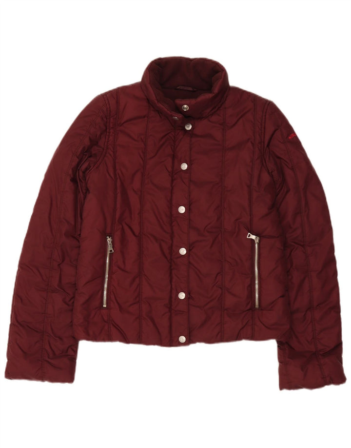 Guess Veste matelassée pour femme UK 10 Small Bourgogne Nylon