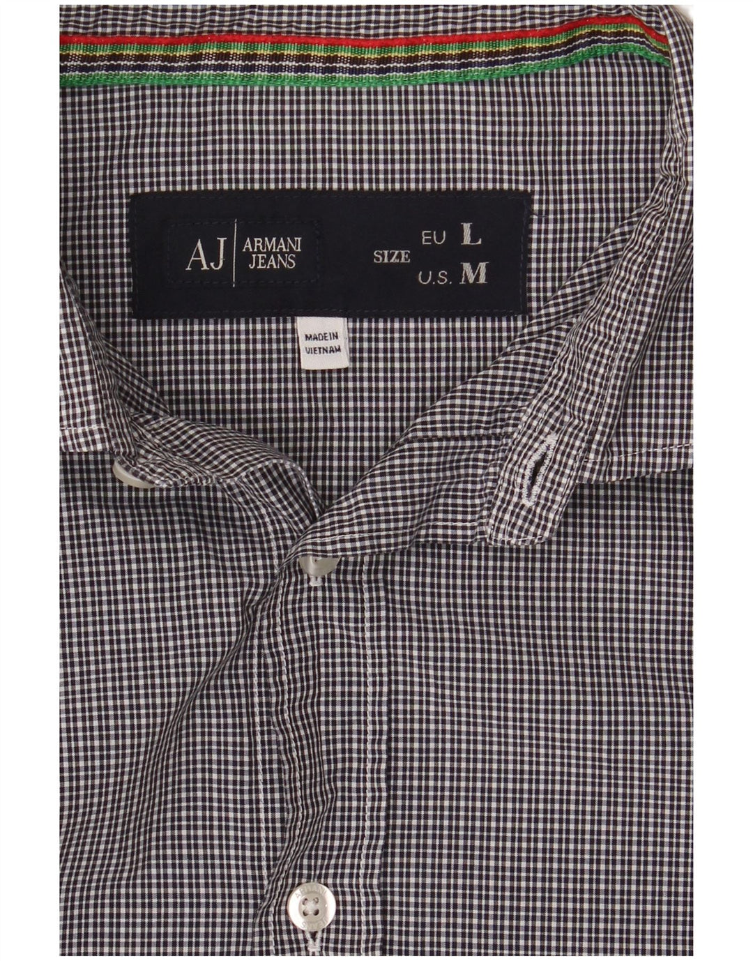 Armani Jeans Chemise Slim Homme Grand Vichy Bleu Marine