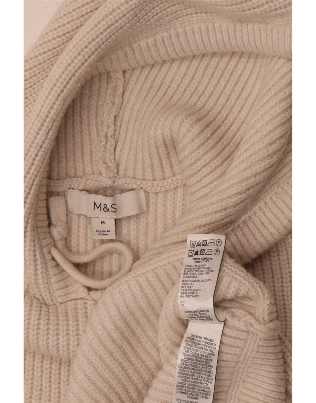 Marks & Spencer Pull à capuche pour femme UK 14 Polyester beige moyen