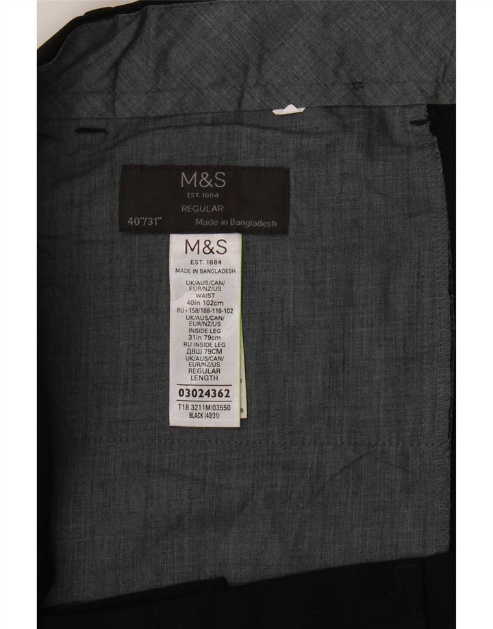 Marks & Spencer Pantalon de costume coupe classique pour homme W40 L31 Noir Polyester
