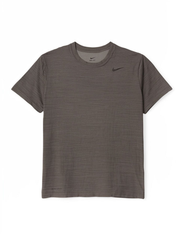 Nike T-Shirt Homme Gris Moyen Rayé Polyester