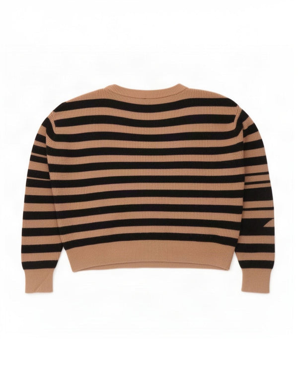 Zara Pull surdimensionné à col bateau pour femme UK 16 Large Marron rayé