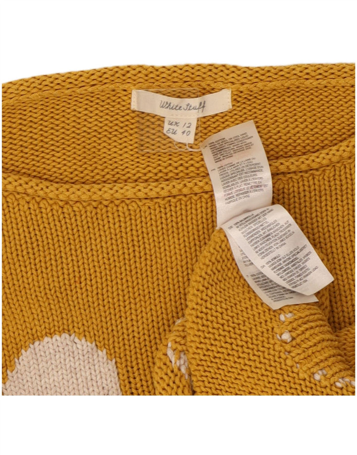 WHITE STUFF Pull col bateau pour femme UK 12 Jaune moyen géométrique