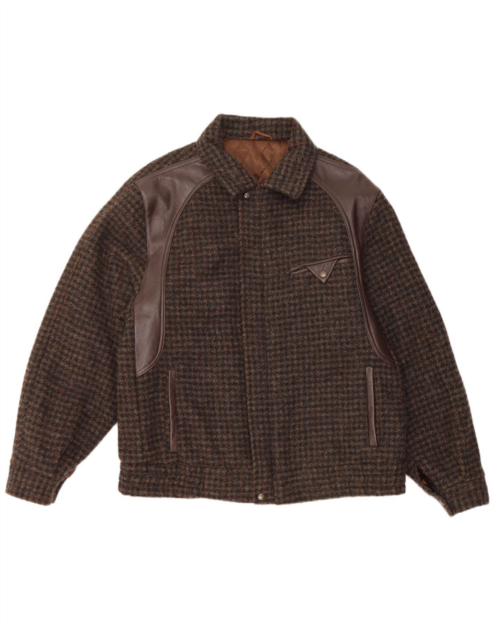 INDIOS Veste Bomber Homme IT 48 Laine Pied-de-Poule Marron Moyen