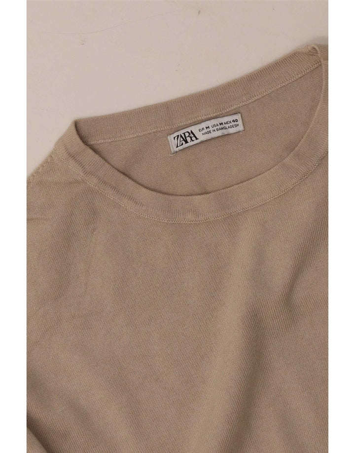 Zara Pull Col Rond Homme Beige Moyen