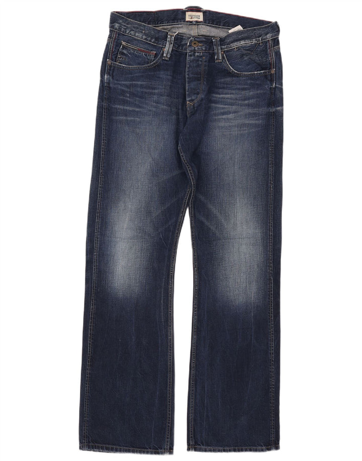 TOMMY HILFIGER Jean Bootcut Homme W34 L34 Bleu Marine Coton