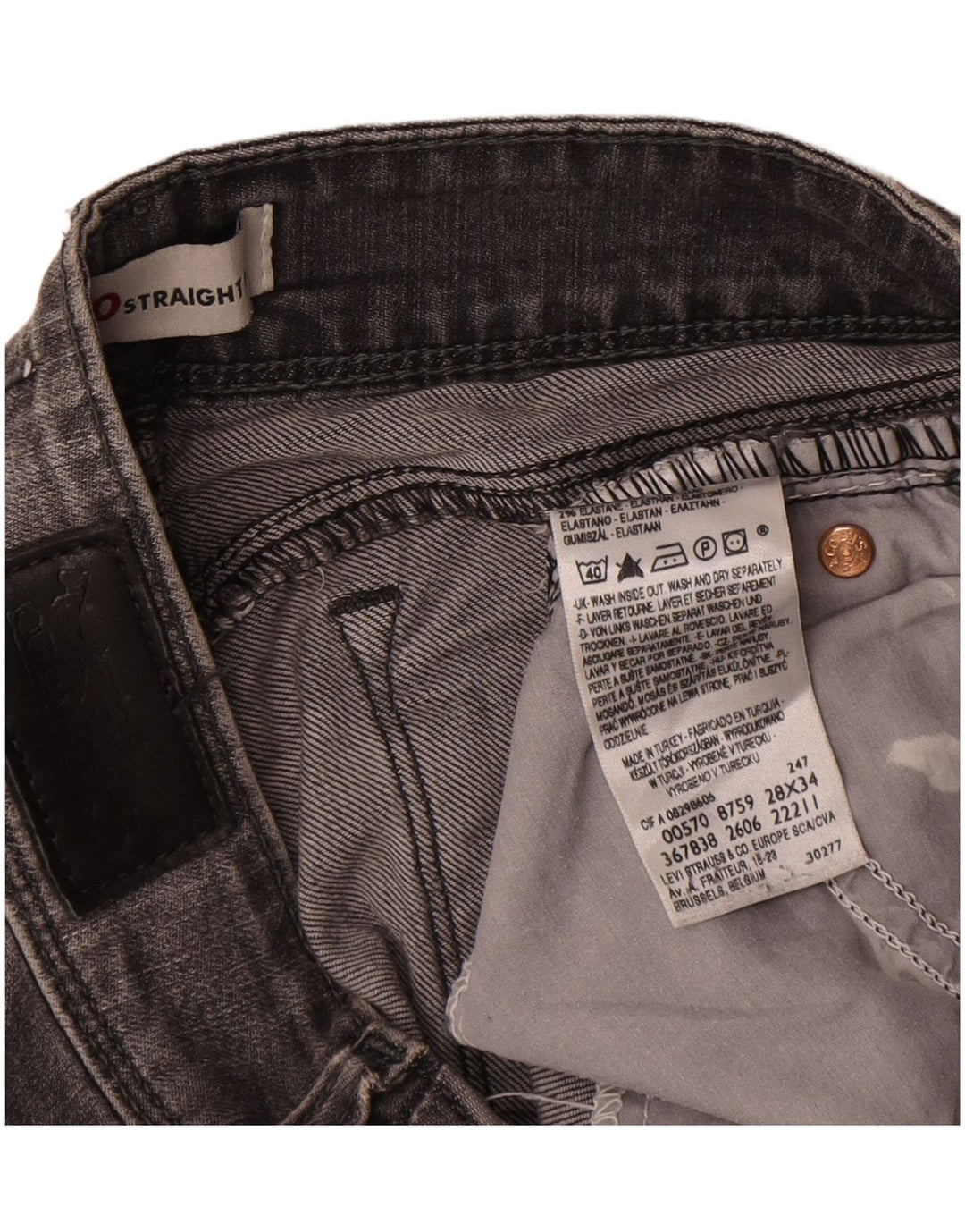 Levi's Jean Droit 570 Femme W28 L31 Gris Coton