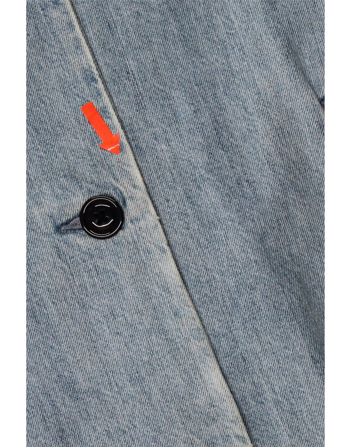 Levi's Manteau en denim surdimensionné vieilli pour femme UK 10 Petit coton bleu