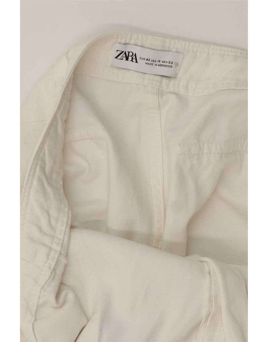 Zara Pantalon cargo droit pour femme EU 42 Large W32 L32 Blanc