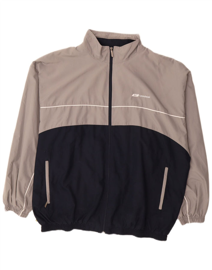 REEBOK Veste de survêtement pour homme 2XL Gris Colorblock Polyester