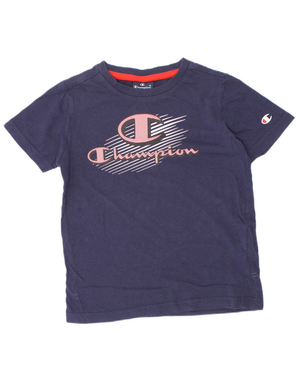 Champion Boys Graphic T-Shirt Top 5-6 ans XS Bleu Marine Coton