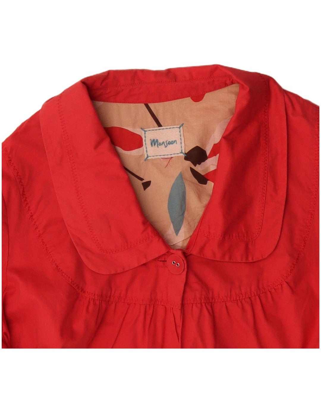 Monsoon Bomber Jacket Femme UK 14 Coton Rouge Moyen