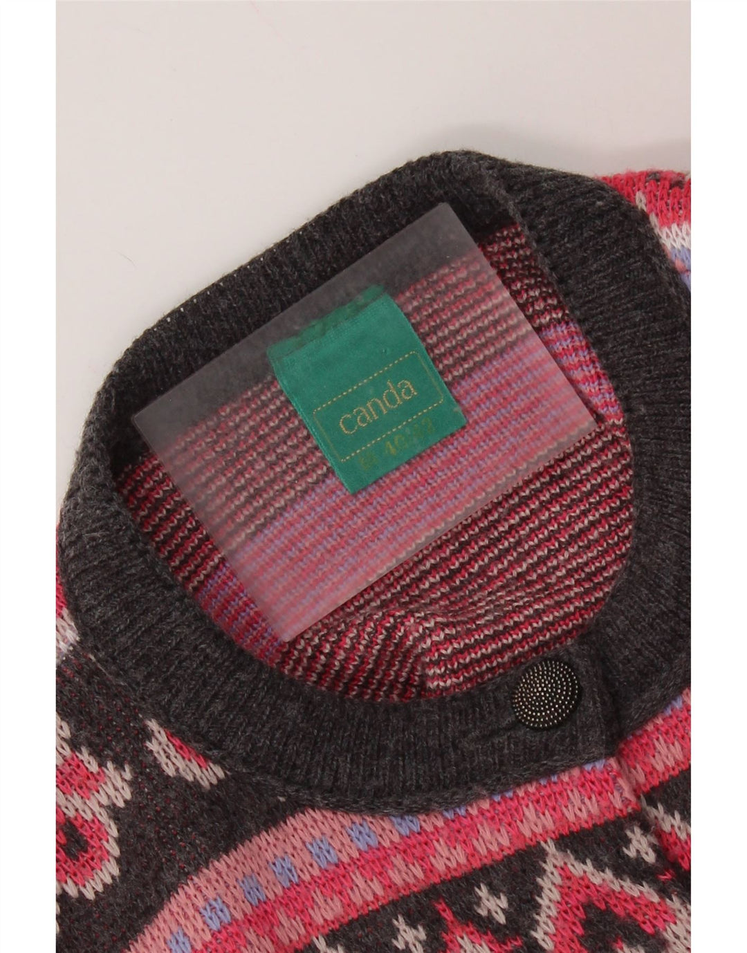 CANDA Cardigan surdimensionné pour femme UK 14 Rose moyen Fair Isle