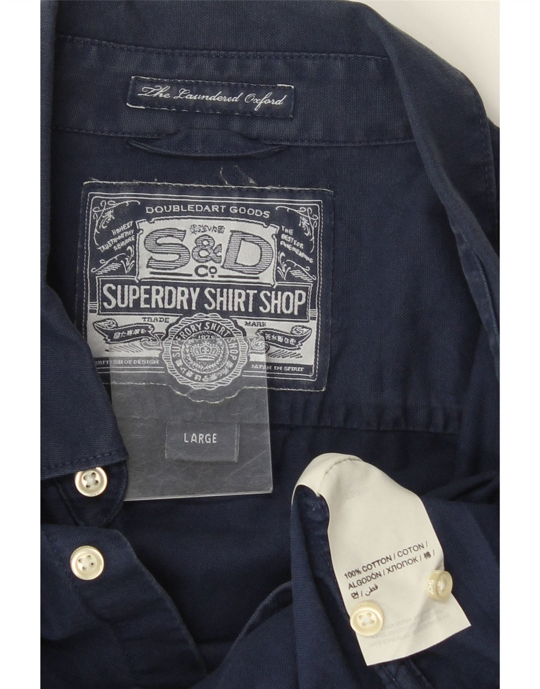Superdry Chemise Homme Large Bleu Marine Coton