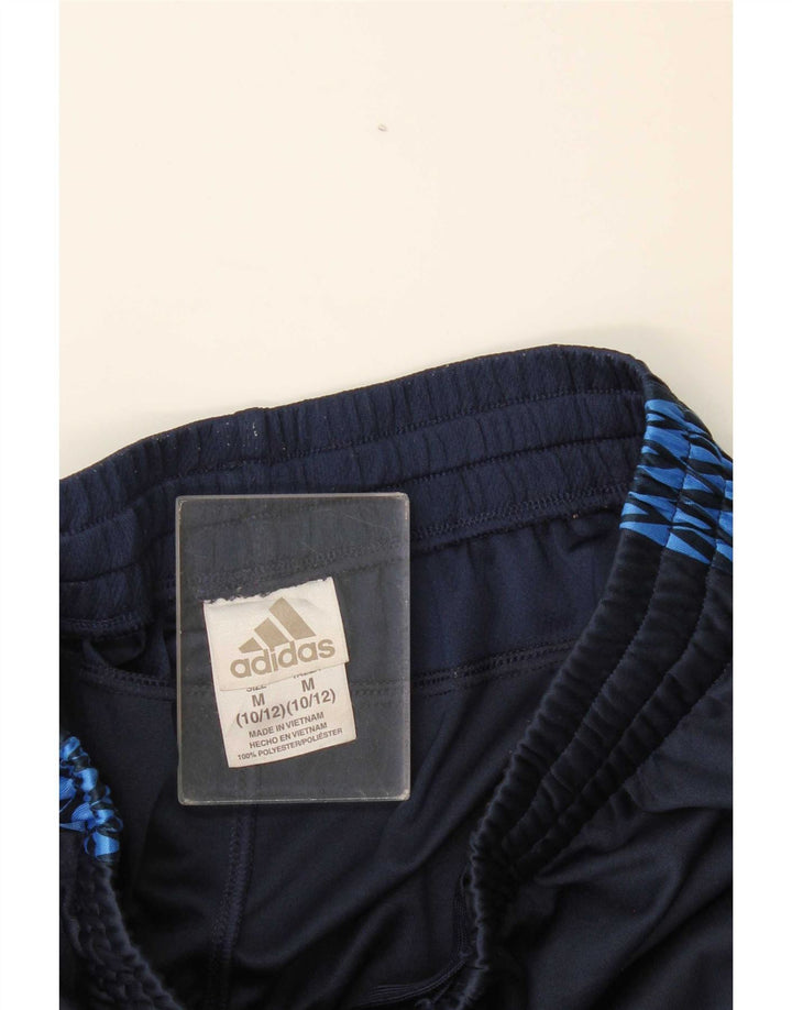 Adidas Short de Sport Garçon 10-11 Ans Polyester Géométrique Bleu Marine Moyen