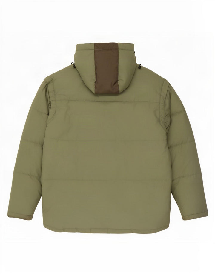 Fila Veste matelassée à capuche pour homme UK 40 Large Vert Colorblock Polyester