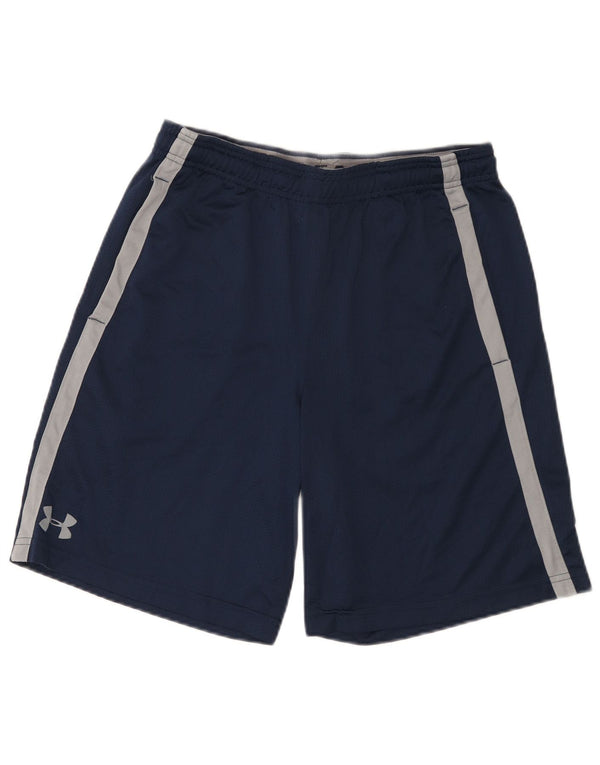 Under Armour Mens Heat Gear Sport Shorts Large Navy Blue Colourblock