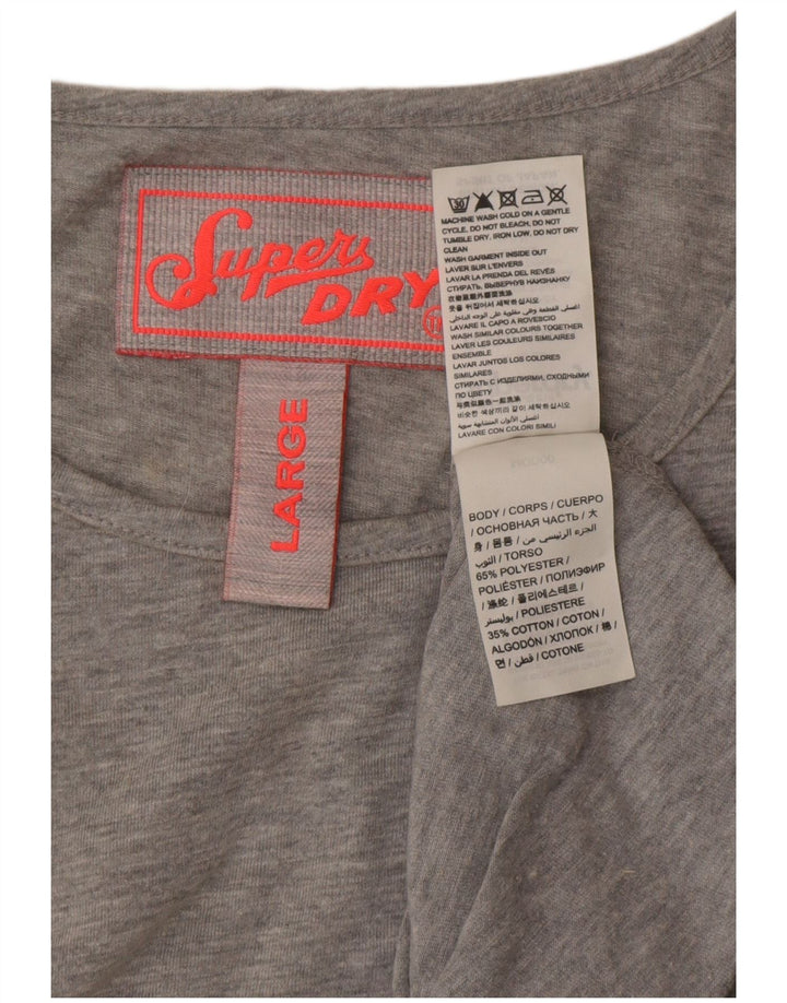 Superdry Robe fourreau sans manches pour femme UK 14 Large Gris Polyester