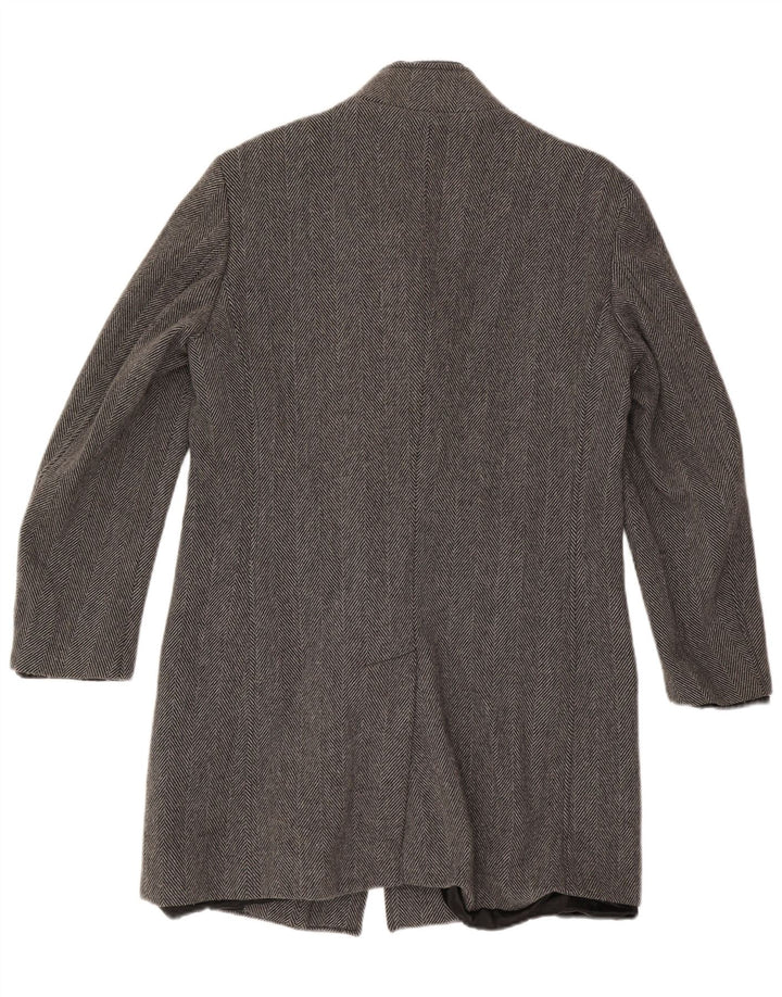 Zara Mens Overcoat UK 40 Large Gris Chevrons