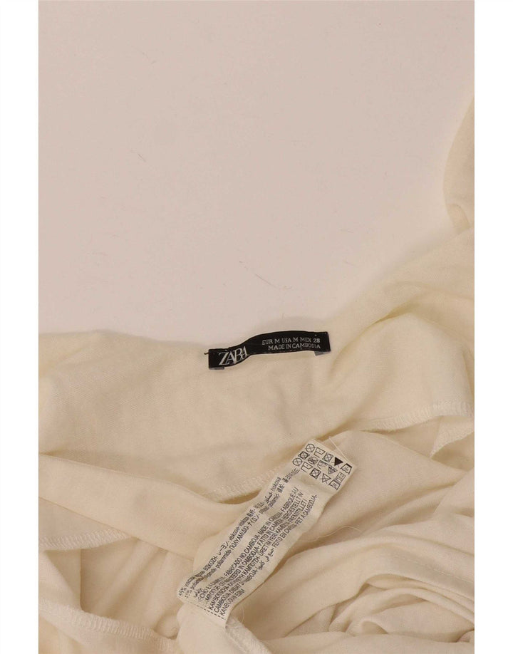 Zara Haut court sans manches pour femme UK 12 Medium Off White Viscose