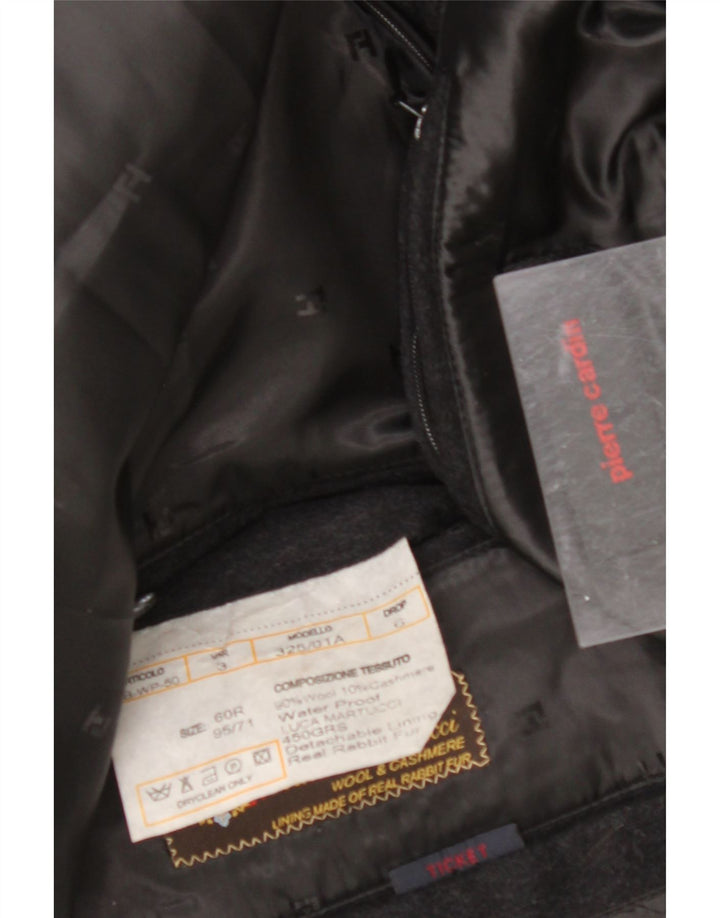 PIERRE CARDIN Mens Overcoat IT 60 5XL Black Wool