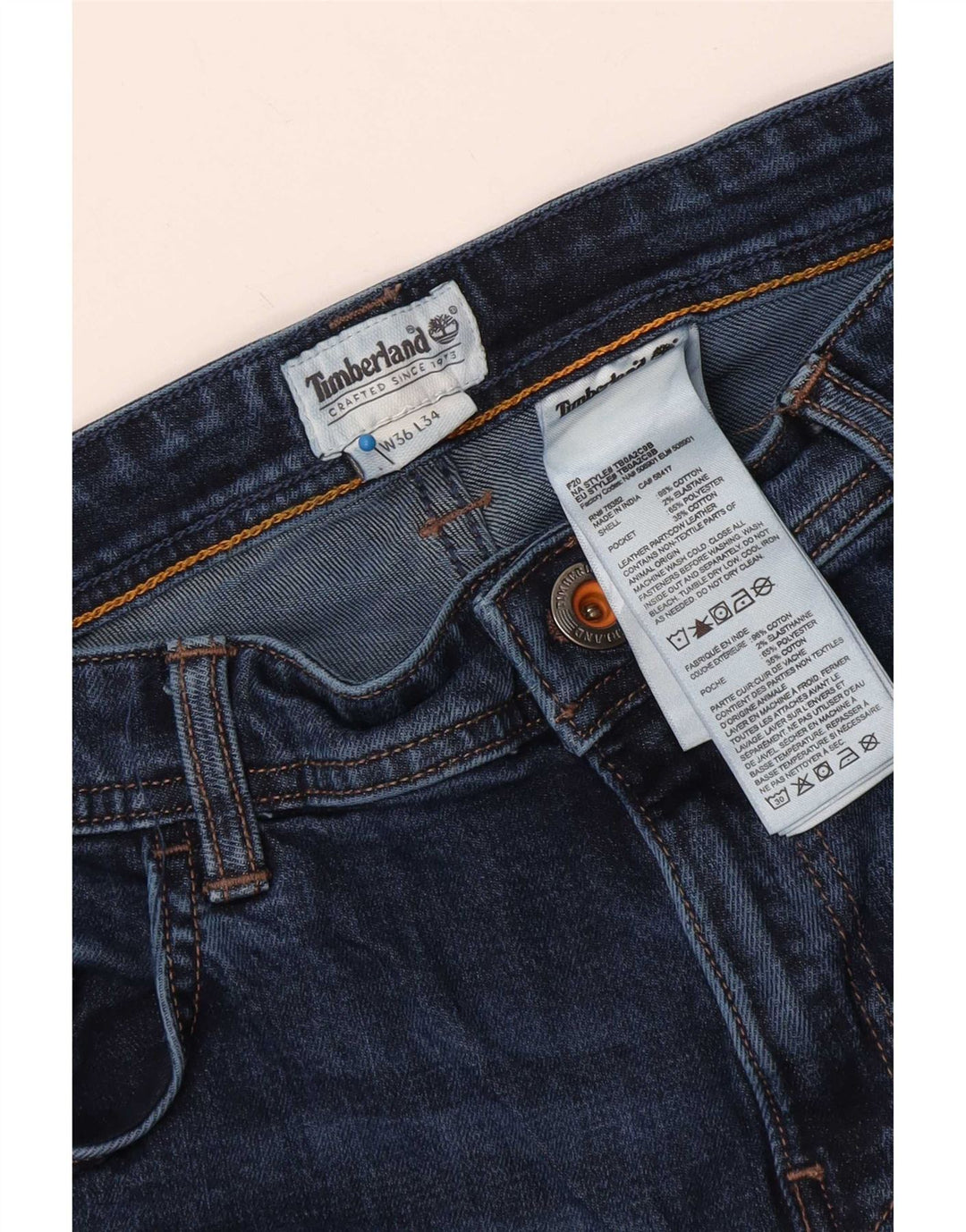 Timberland Jean droit homme W36 L34 bleu marine coton