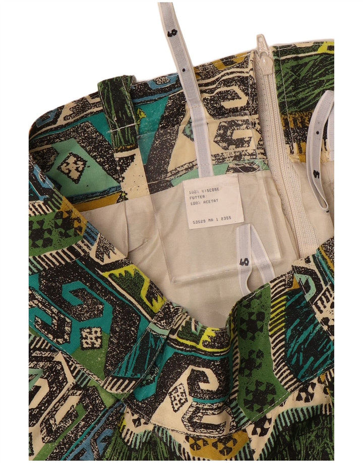 VINTAGE Pantalon Sarouel Femme W28 L22 Viscose Géométrique Vert