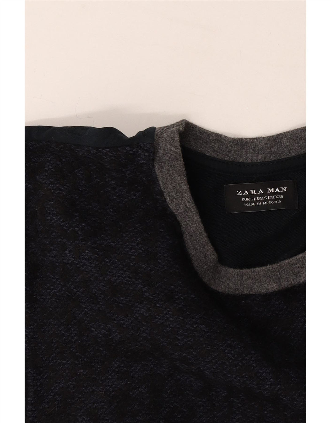 Zara Pull à col rond pour homme Petit color block bleu marine