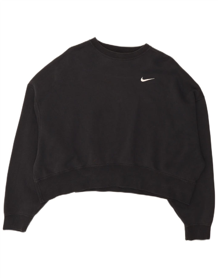 Nike Sweat-shirt court surdimensionné pour femme UK 14 en coton noir moyen