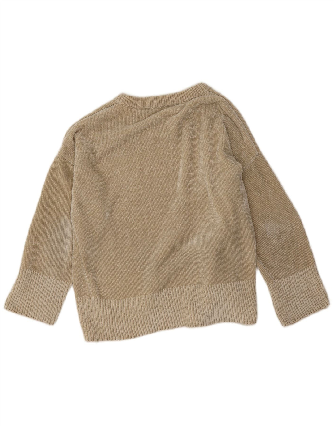 Zara Pull surdimensionné à col rond pour femme UK 14 Beige moyen