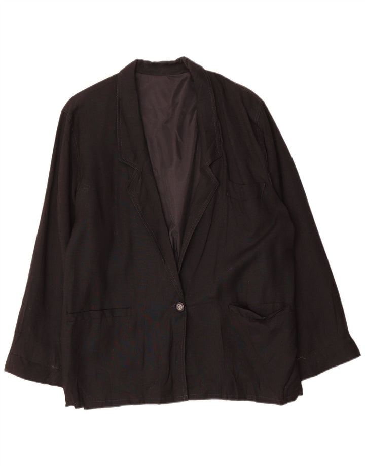 Vintage Womens Oversize 1 Button Blazer Jacket UK 10 Small Black