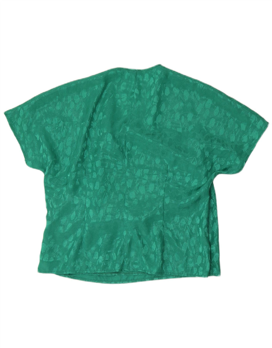 vintage Womens Blouse Top UK 22 2XL Vert Tacheté Polyester