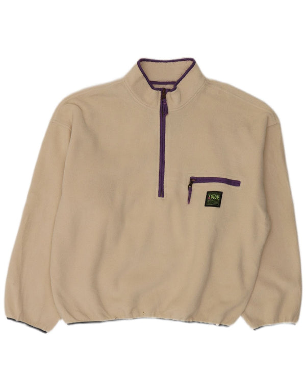 Think Pink Pull surdimensionné en polaire à col zippé pour femme UK 14 Medium Off White
