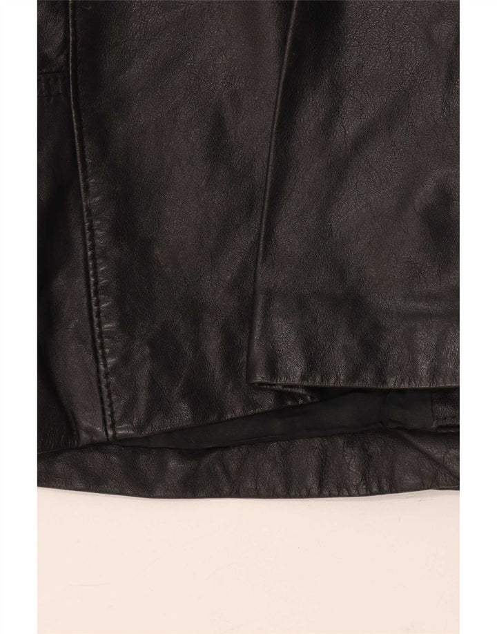 veste en cuir femme vintage UK 10 Petit Noir