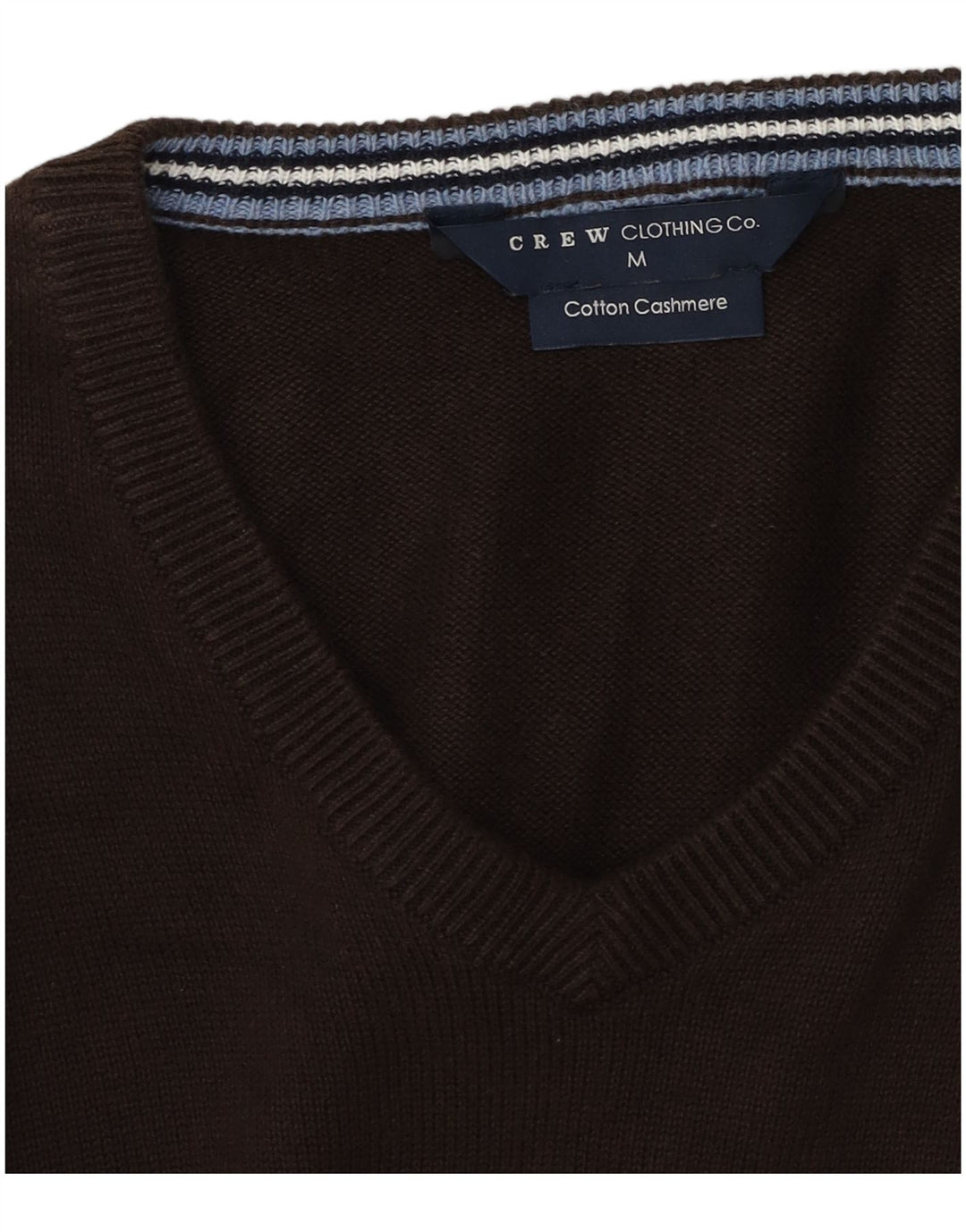 Crew Clothing Pull col V pour homme en coton marron moyen