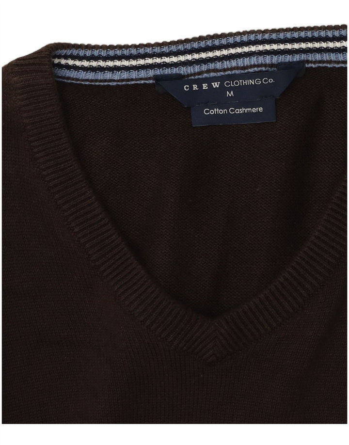 Crew Clothing Pull col V pour homme en coton marron moyen