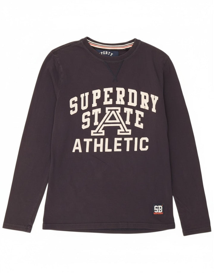 Superdry Haut Graphique à Manches Longues pour Homme en Coton Bleu Marine Petit