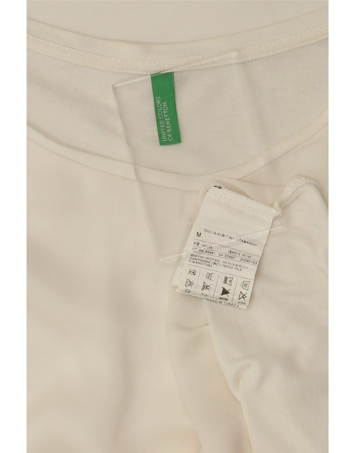 BENETTON Womens Top Long Sleeve UK 14 Medium White Viscose Vintage Benetton and Second-Hand Benetton from Messina Hembry 
