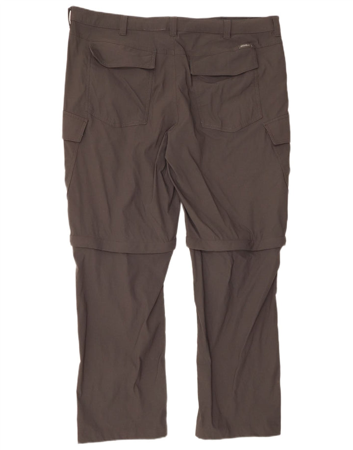 EDDIE BAUER Pantalon Cargo Droit Homme W40 L30 Nylon Gris