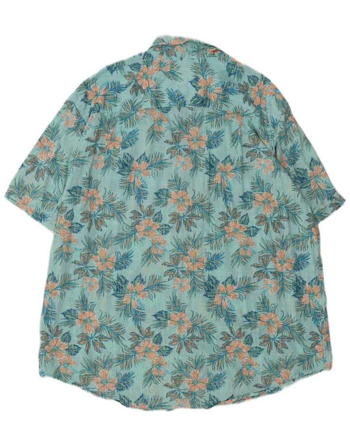 IZOD Chemise à manches courtes pour homme 2XL en coton floral turquoise