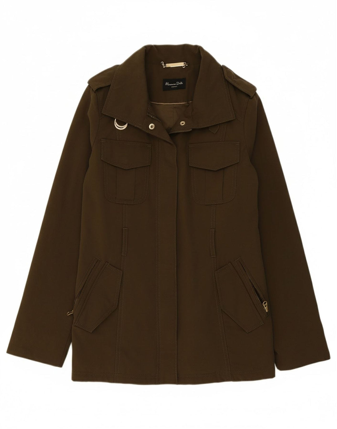 MASSIMO DUTTI Womens Military Jacket UK 10 Small Khaki Cotton