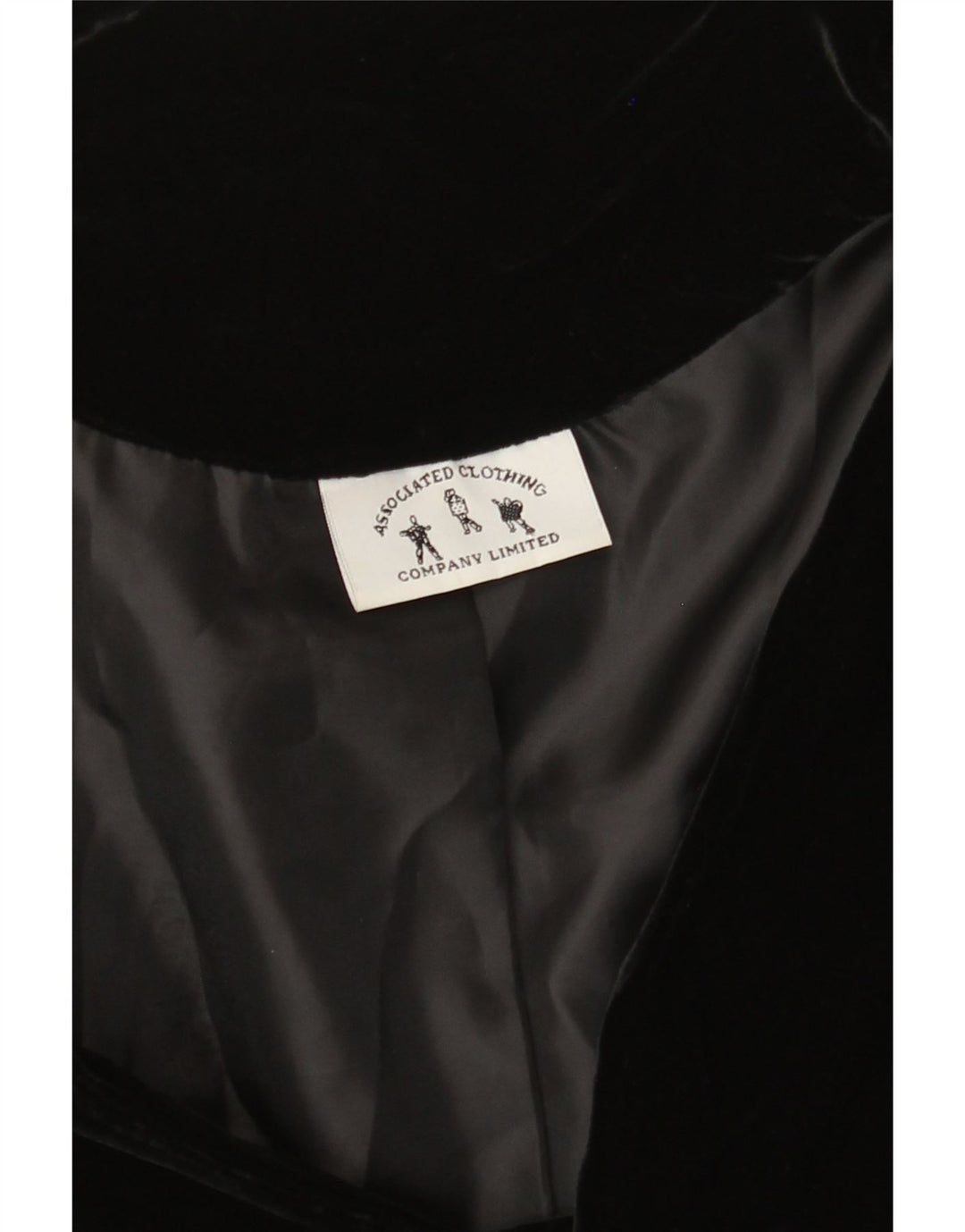 VINTAGE Veste blazer en velours à 3 boutons pour femme UK 12 Noir moyen