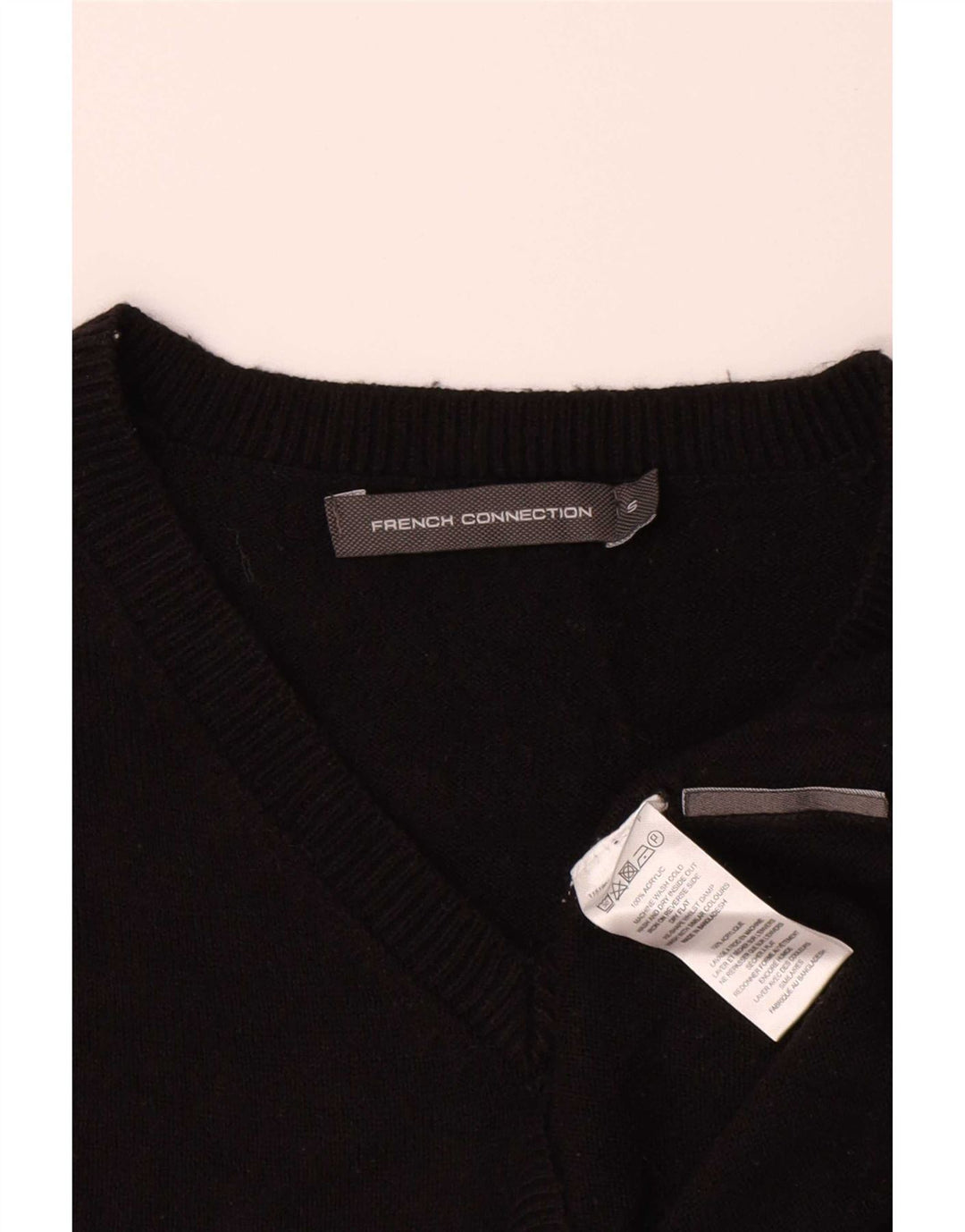 French Connection Pull Col V Homme Petit Noir Acrylique