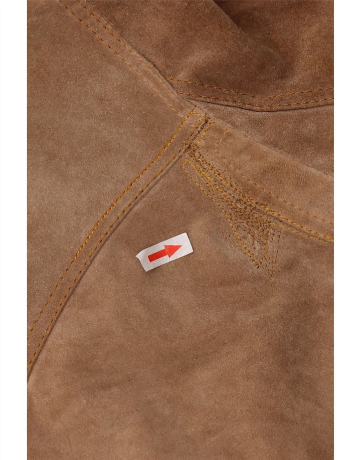 vintage Femme 3 Boutons Blazer En Daim Veste UK 12 Brun Moyen