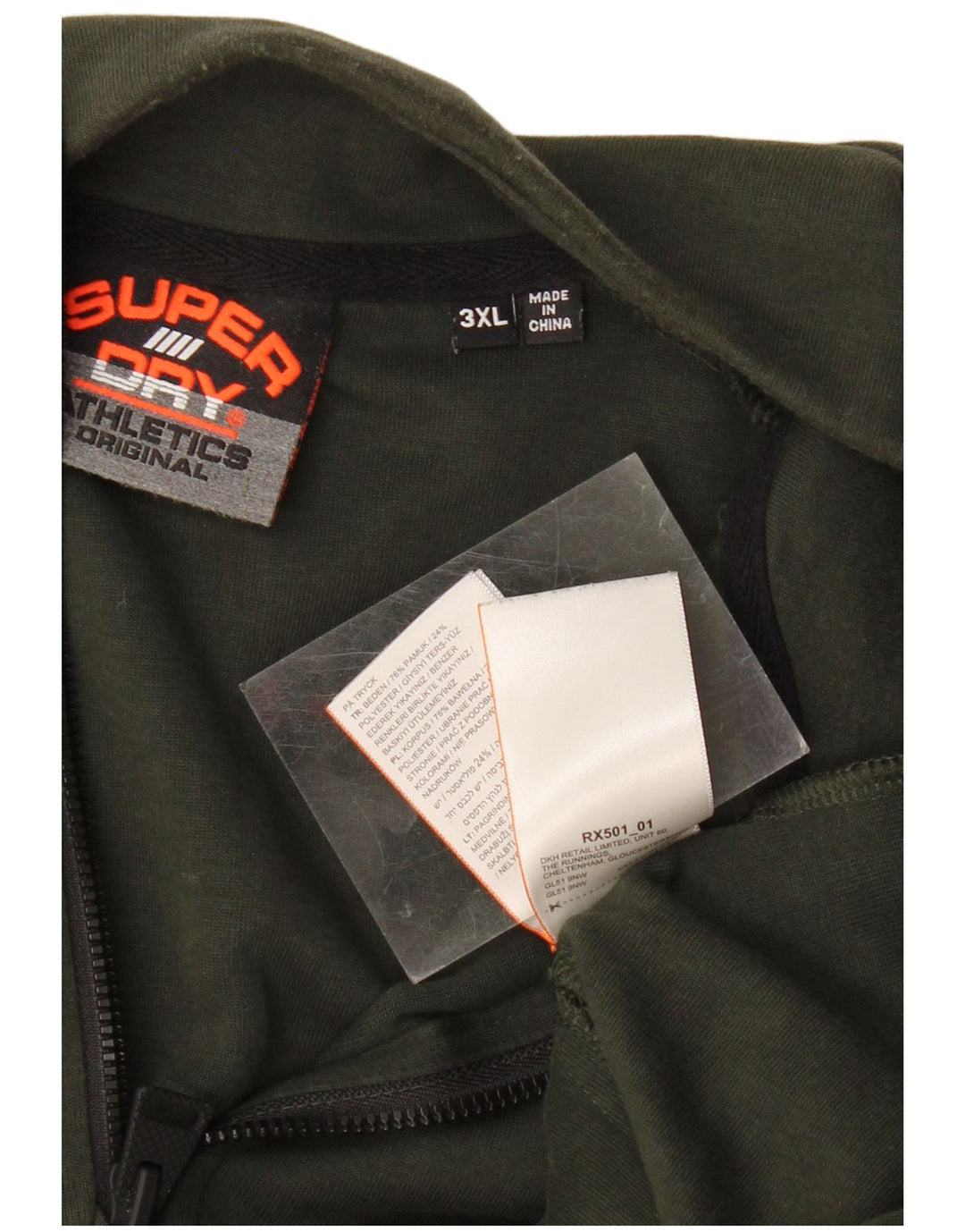 SUPERDRY Sweat-shirt à col zippé pour homme 3XL en coton color block vert